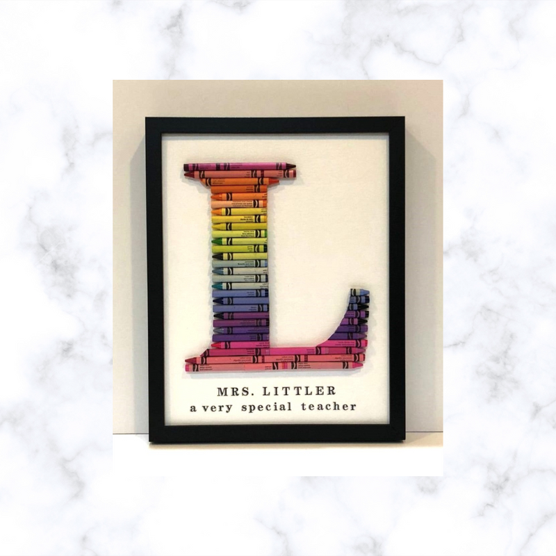Custom Crayon Monogram – Large Size Crayon Letter Framed | Teacher Gift | Teacher Appreciation Gift