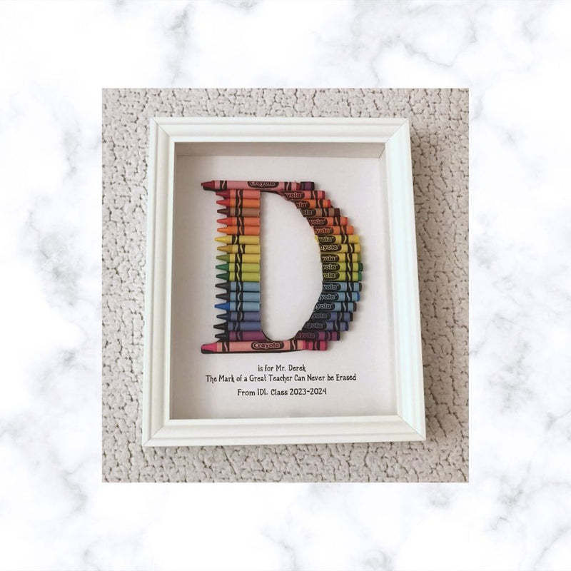 Custom Crayon Monogram – Large Size Crayon Letter Framed | Teacher Gift | Teacher Appreciation Gift