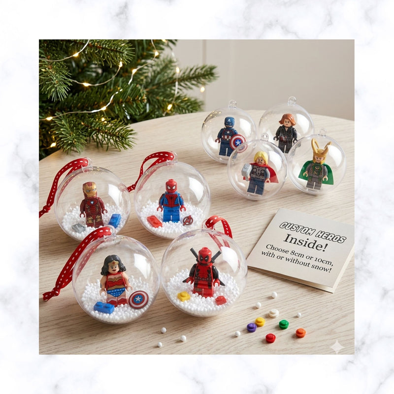 Assemble Your Holidays: Custom Superhero Christmas Baubles.