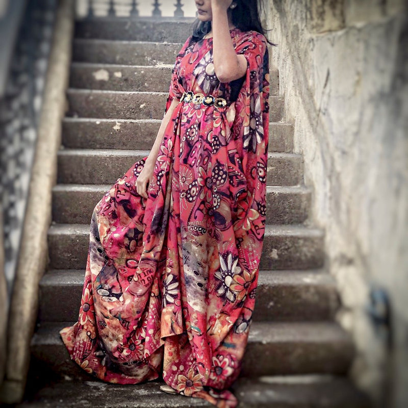 draped gown