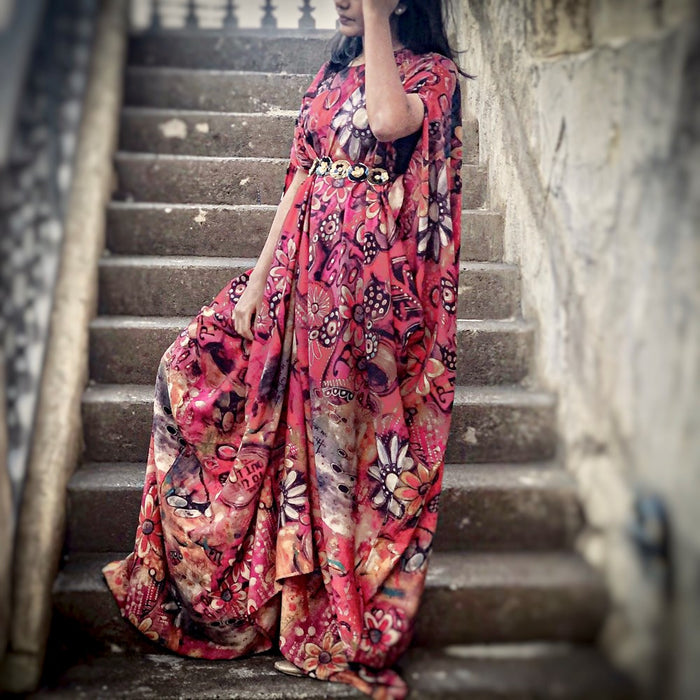 draped gown