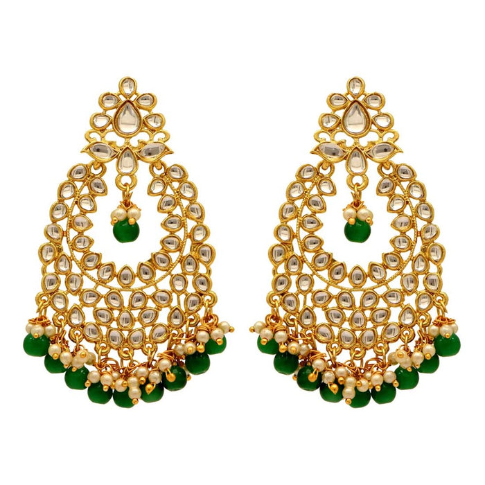 Green Kundan Long Danglers