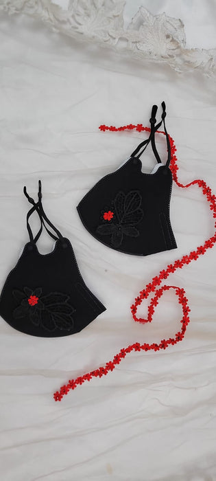 MASK with embroidery & pearls