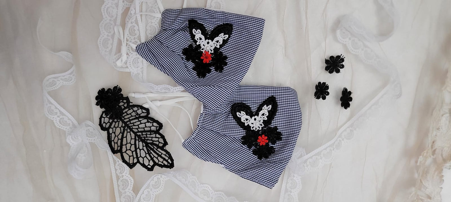 MASK with embroidery & pearls