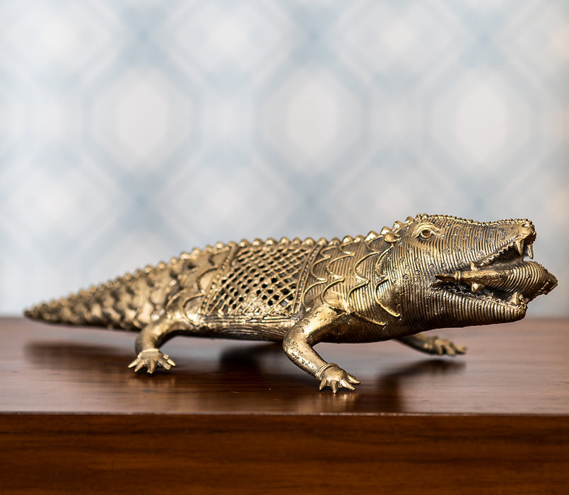 Authentic Dokra Art From Odisha - Crocodile