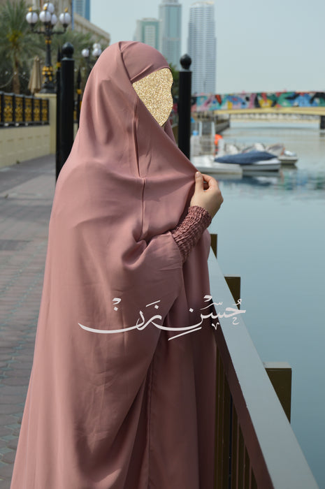 English Rose 3 Piece Jilbab Elastic Sleeves