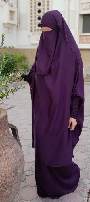 Deep Purple 3 piece Jilbab Elastic Sleeves