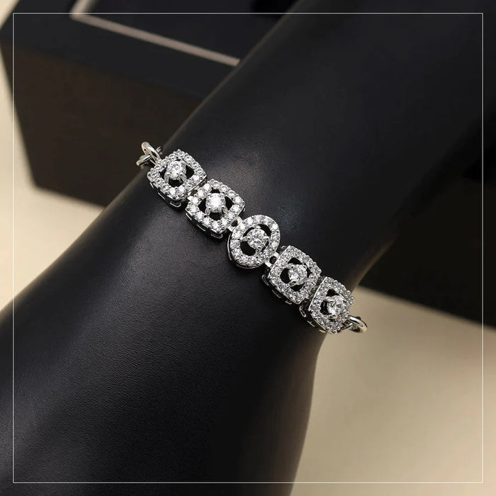 Silver Color American Diamond Bracelet (ADB201SLV) - Silver