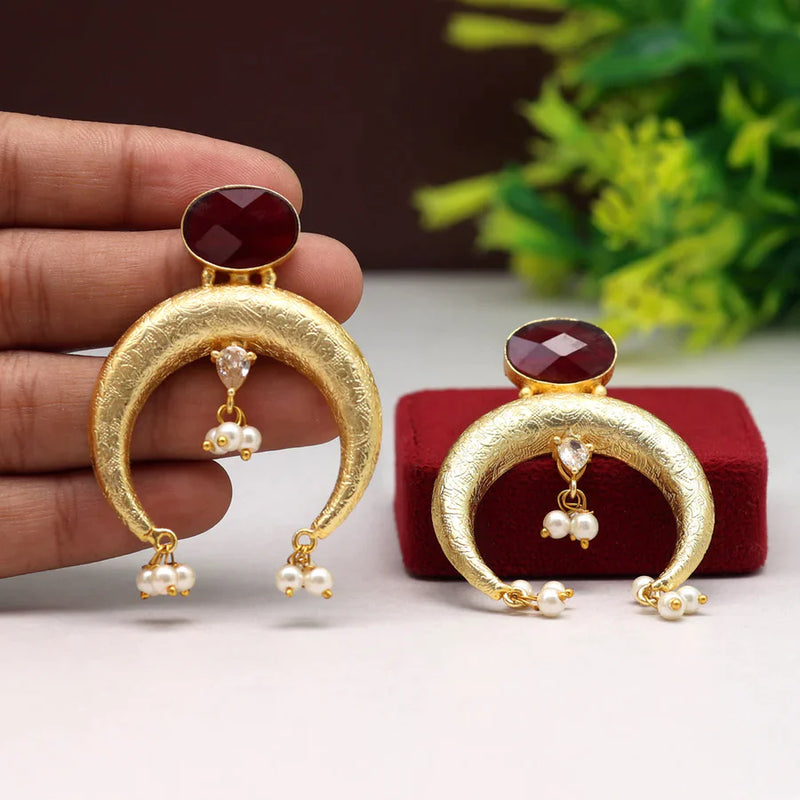 Maroon Color Amrapali Earrings (AMPE383MRN) - Maroon