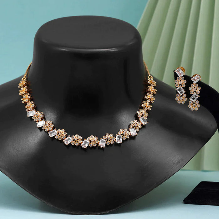 White Color American Diamond Necklace Set (CZN820WHT ) - White