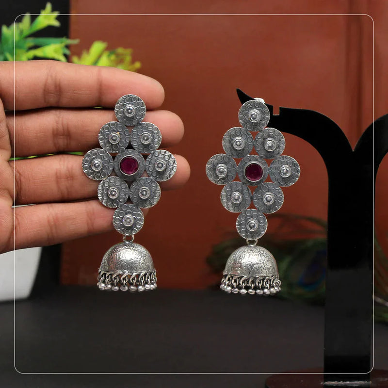 White Color Oxidised Brass Earrings (GSE2245WHT) - White