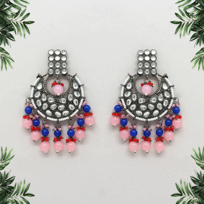 Pink Color Kundan Earrings (KDE425PNK) - Pink