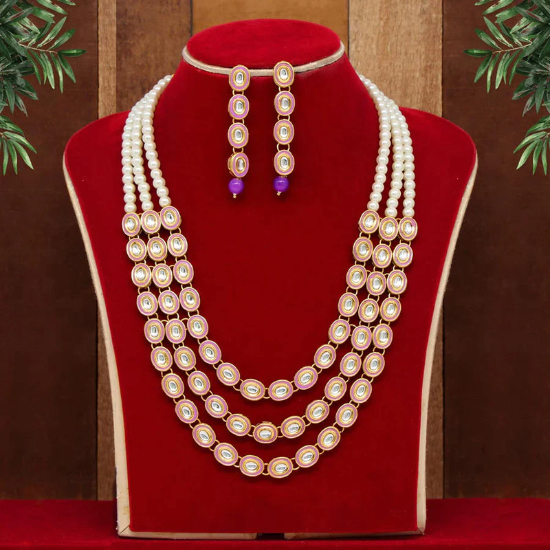 Purple Color Kundan Necklace Set (KN1042PRP) - Purple