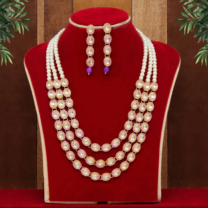 Purple Color Kundan Necklace Set (KN1042PRP) - Purple