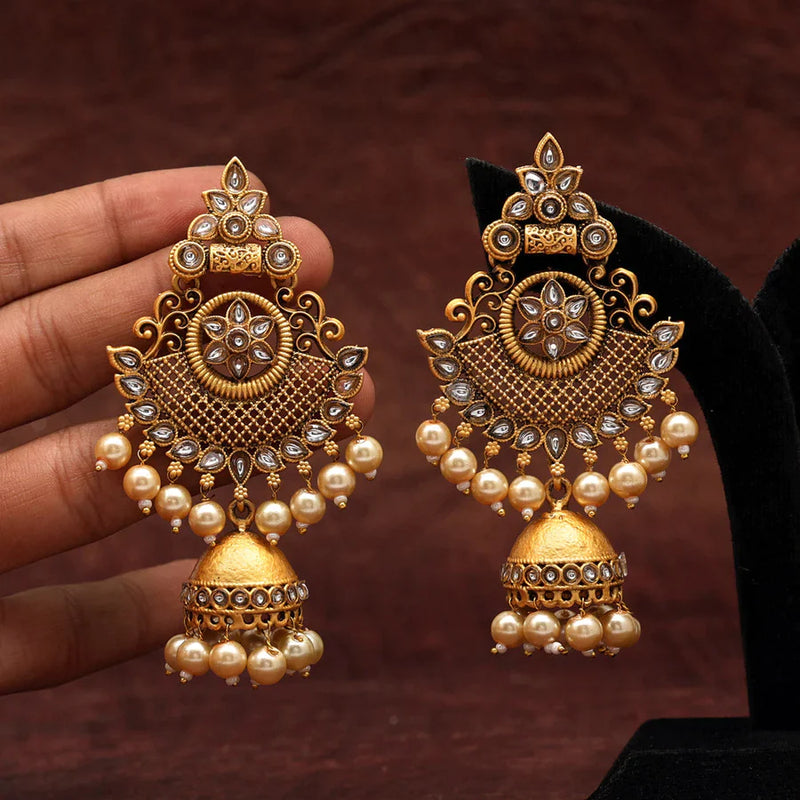 Gold Color Matte Gold Earrings (MGE202GLD) - Gold