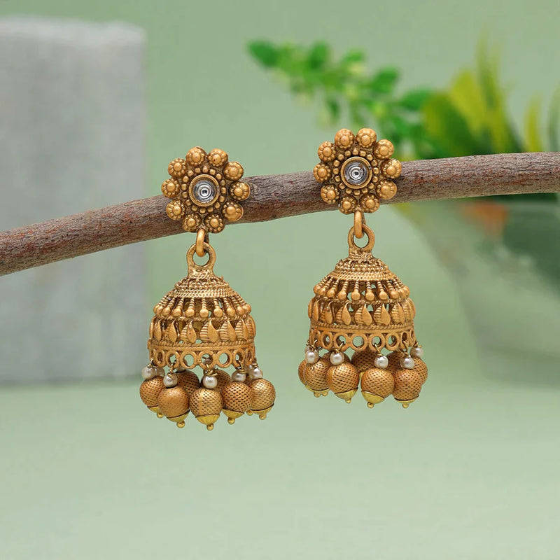 Gold Color Matte Gold Earrings (MGE230GLD) - Gold