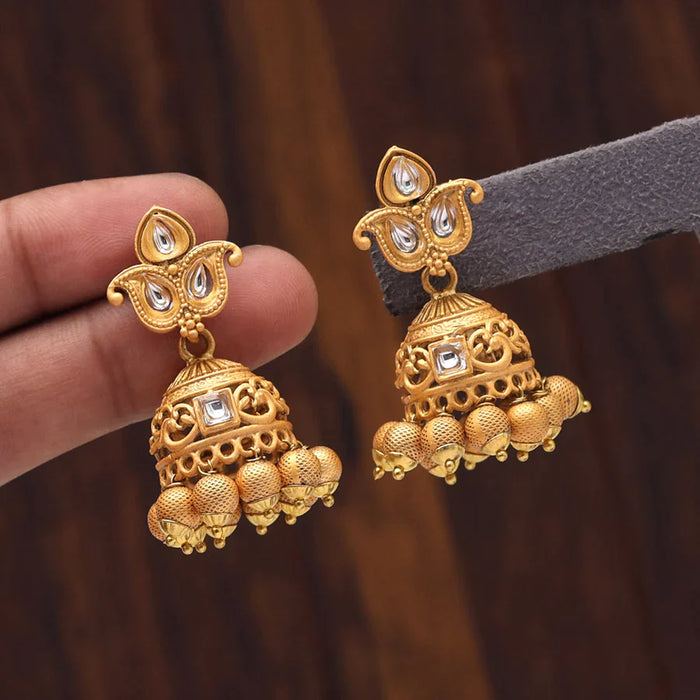 Gold Color Matte Gold Earrings (MGE240GLD) - Gold