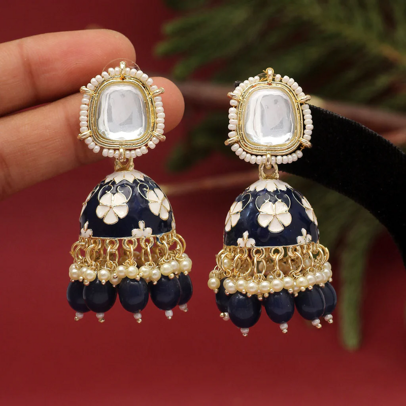 Blue Color Meenakari Earrings (MKE1776BLU) - Blue