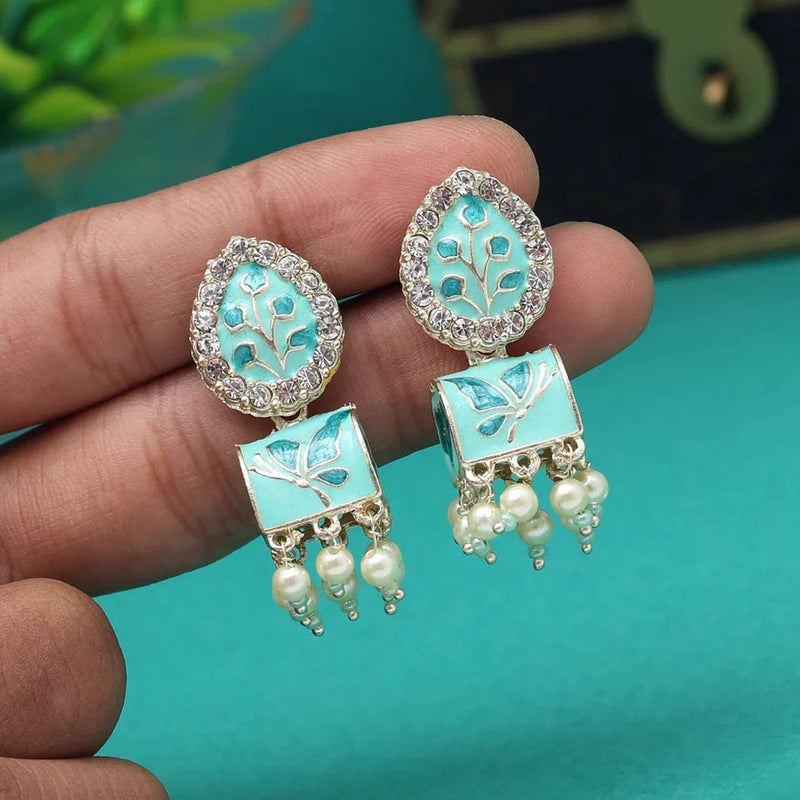 Rama Green Color Meenakari Earrings (MKE1889RGRN) - Rama Green