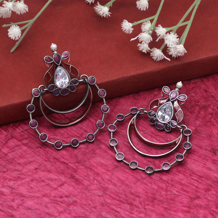 Rani Color Meena Work Premium Oxidised Earrings (PGSE2756RNI) - Rani