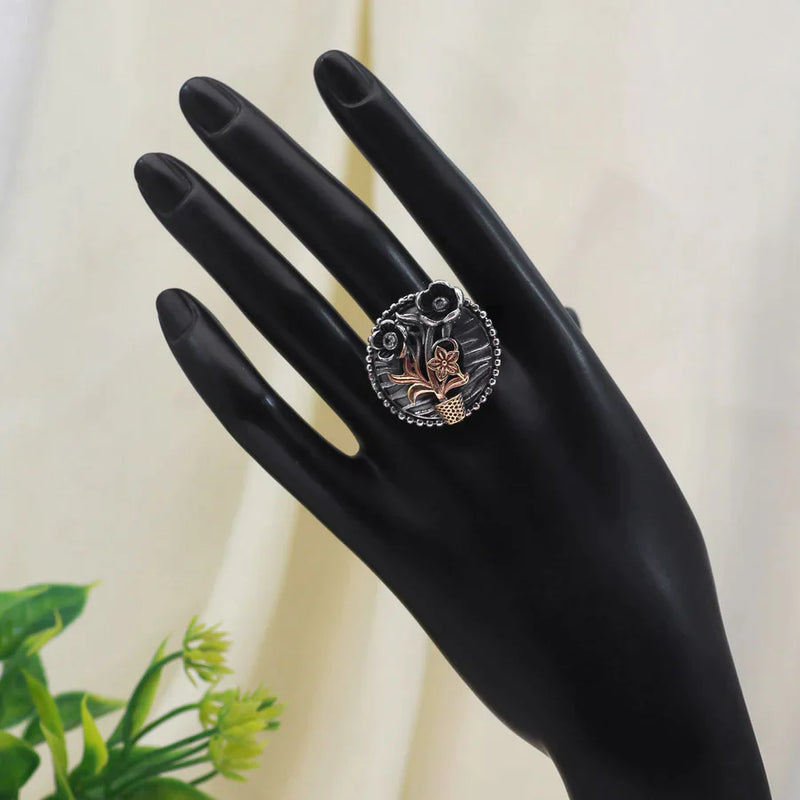 White Color Premium Oxidised Rings (PGSR524WHT) - White