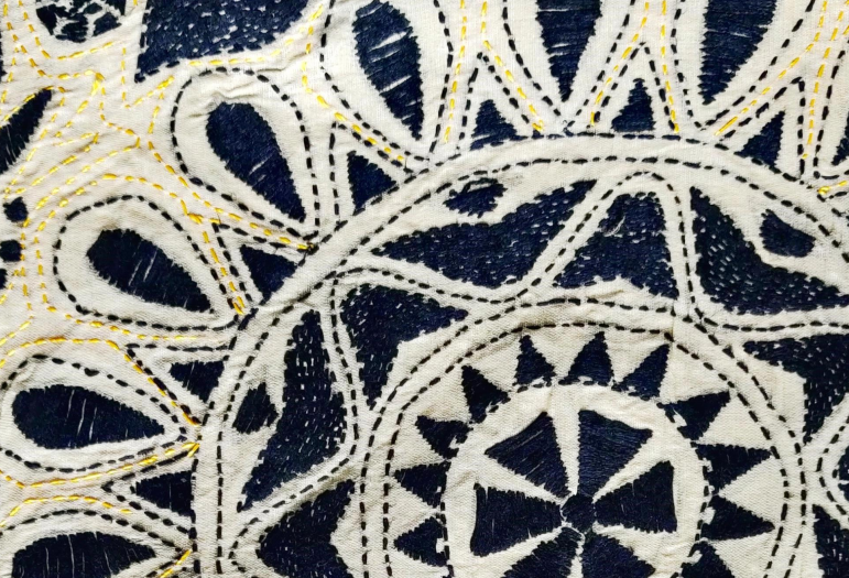 Kantha Stitched Dupatta on Tussar Base